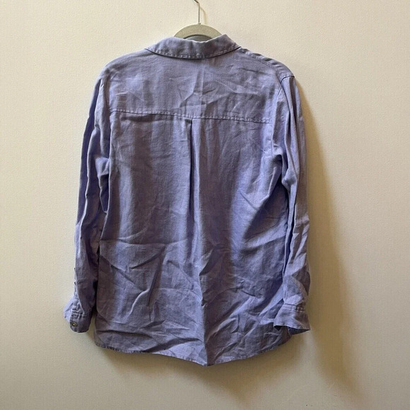 Vtg Chico’s Women’s Lilac Linen Top S 4 Long Sleeve Tunic Collared Blouse Purple - Picture 9 of 9